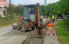 Road work for the national sewerage project in East End. Photo Credit: GIS/Franklin Skerritt