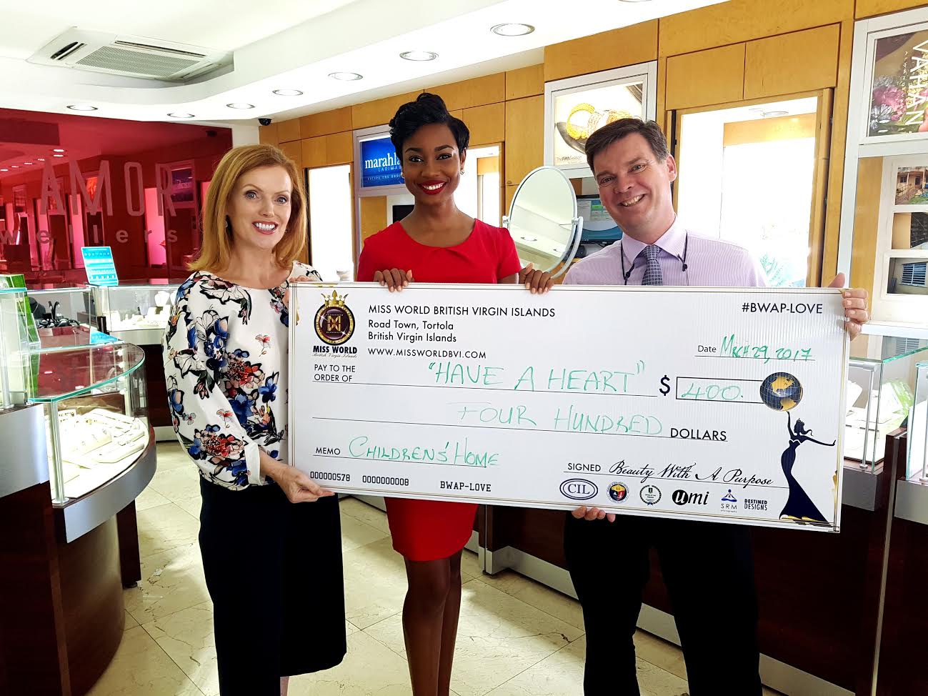 Miss World BVI Makes $400 Donation to Charity