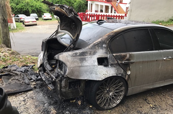 Fire guts car