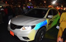 Police vehicle at the festival Village. File photo