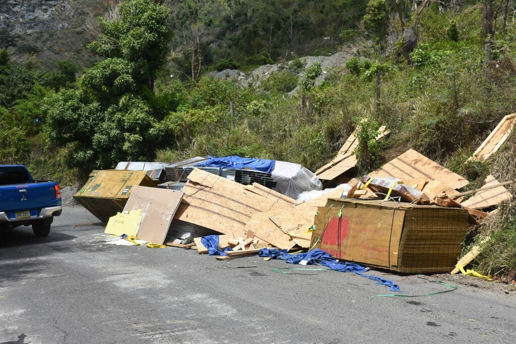 Truck topples, dumps cargo in Fish Bay