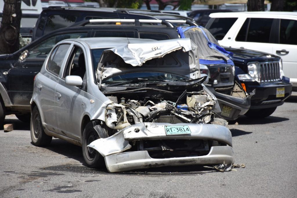 At least 5 vehicles collide in parking lot