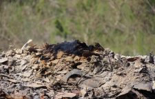 Puffs of smoke were observed rising from various hot pockets at the Cox Heath dump yesterday, June 13. (Photo by: Esther Durand/BVI News)
