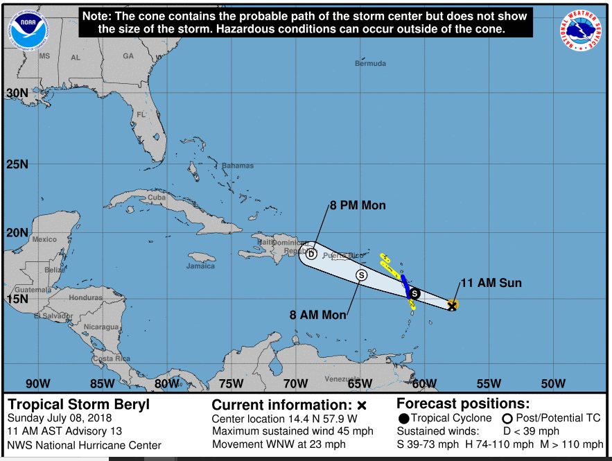 Beryl to pass BVI at ‘a safe distance’, says forecasters