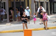 Visitors inside the Pier Park in Road Town, Tortola.