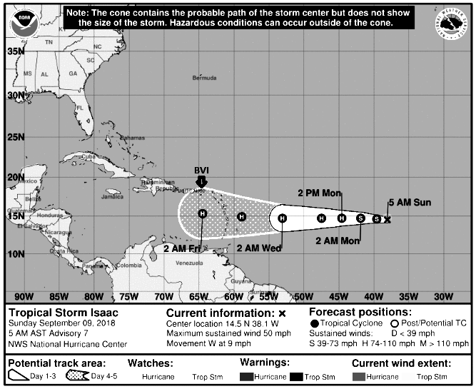 Tropical Storm Isaac could potentially affect BVI as hurricane in days