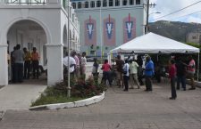 Advanced pollers outside the House of Assembly polling station in Road Town on Thursday, February 21.