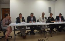 The international team of independent officials who Governor Augustus Jaspert invited to observe the 2019 General Elections. Sitting left is Election Coordinator, Felicity Herrmann.