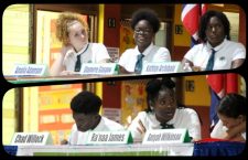 Debaters from Cedar International School (top) and St Georges Secondary School.