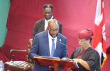 Government legislator Neville 'Sheep' Smith as he is being sworn into the House of Assembly.