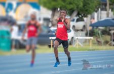 Local Under-17 spreinter Jaleel Croal in action.