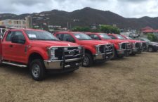 The new fire trucks that will be distributed to various stations associated with the Virgin Islands Fire & Rescue department
