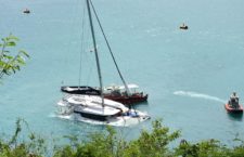 This vessel was seen sinking in BVI waters on Sunday June 30. (Photos by Kamal Haynes/BVI News)