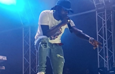 Dancehall entertainer Popcaan inside Road Town festival village on Saturday.