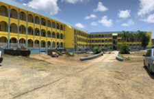 The renovated L-shaped building of the Elmore Stoutt High School campus in Road Town.