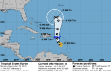 Tropical Storm Warning issued for the BVI, Karen expected to hit Tuesday