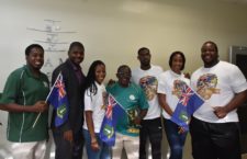 The BVI's top international athletes are photographed alongside the President of the BVI Athletics Association Steve Augustine, Sports Minister Dr Natalio Wheatley and the President of the BVI Olympic Committee Ephraime Penn.