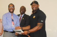 From left: Acting President of HLSCC Dr Richard Georges, government legislator Carvin Malone, and co-Founder of Power52 Inc, Ray Wallace.