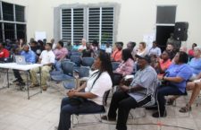 Residents at the community meeting in Sea Cow's Bay on Thursday.