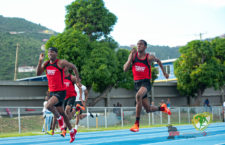 CARIFTA Games gold medalist Jaleel Croal speeds to victory at  recent staging of the Dag Samuels Developmental Meet. (Photos provided by BVIAA)