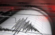 Seismograph with paper in action and earthquake - 3D Rendering
