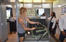 One of the first passengers to use the new In-Transit Lounge at the TB Lettsome Airport on Beef Island.