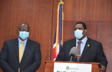 Health Minister Carvin Malone and Premier Andrew Fahie are both adorned in protective masks at this point of the proceedings. The masks minimally distorted their audibility.