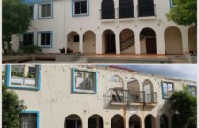 Before and after photos of the Police Headquarters in Road Town.