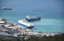 From this vantage point, our news centre was able to capture a cargo vessel at the BVIPA's Port Purcell facility on Sunday, May 31. (Photo by Kamal Haynes/BVI News)