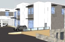 Illustration showing the exterior designs of a section of the new NEOC/DDM building.