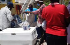 Anegada fisherman Keith 'Dr Daniel’ Smith selling fish on Tortola recently