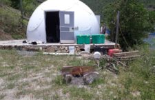 The temporary dome in which the Hendricks family lives.