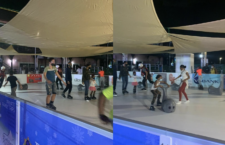 Ice-skating action at the