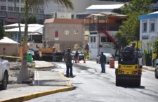 Workers finalising the Third Lane Project on Waterfront Drive in Road Town.