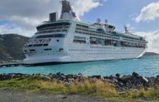 Rhapsody of the Seas from Royal Caribbean International cruises has arrived in the territory for a warm lay-up. (Photo by Kamal Haynes/BVI News)