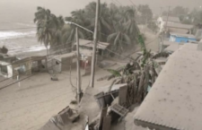 A blanket of volcanic ash covers  this section of St Vincent. (Photo by the Caribbean Disaster Emergency Agency)