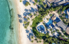 An aerial view of the local resort, Oil Nut Bay.