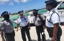 Police Commissioner Mark Collins (second, left) out with other members of the RVIPF. (Facebook Photo)