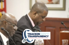 Former Attorney General Baba Aziz (foreground) and Premier Andrew Fahie.