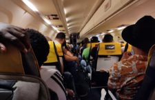 Passengers of interCaribbean flight number JY0411 while trapped inside the aircraft at the Terrance B Lettsome International Airport . (Photo provided)