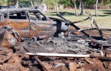 The vehicle destroyed in last night's fire.