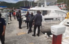 Customs officers during yesterday's operation.