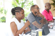 Education Minister Sharie de Castro beside HLSCC President Dr Ronald Georges.