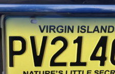 A dated Virgin Islands vehicular licence plate.