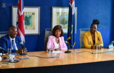 Junior Minister Karl Dawson, Trade Minister Lorna Smith, and CEO of BVI Finance, Elise Donovan.