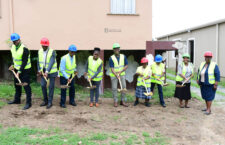 Officials during the groundbreaking ceremony for the Eslyn Henley Richiez Learning Centre on Friday, 25 August, 2023. (GIS Photo)