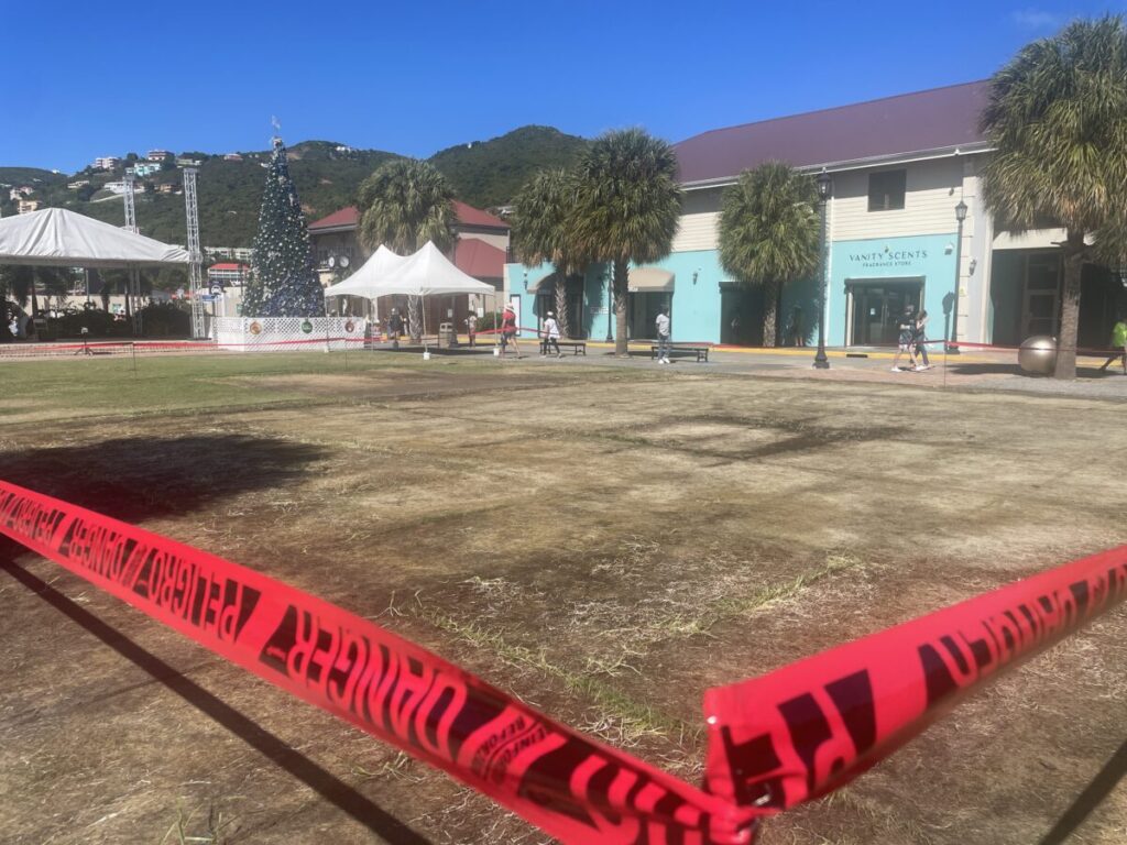 Restoration work underway for damaged Pier Park lawn